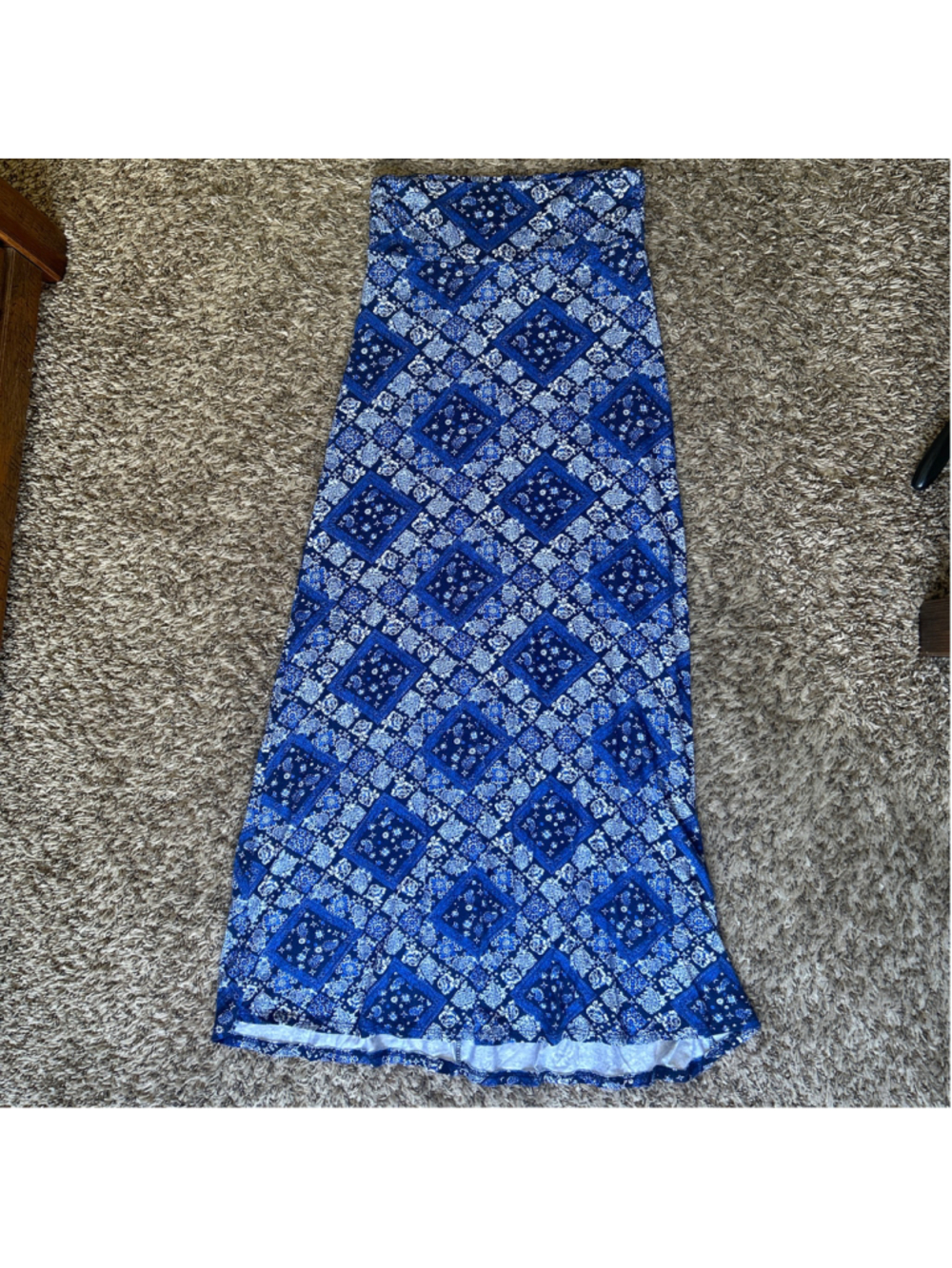 Women's See You Monday Blue & White Paisley Bandana Maxi Skirt S